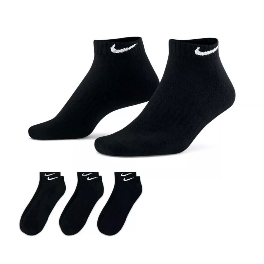 Nike dri-fit everyday cotton cushioned low cut socks black 3 pack S M L XL
